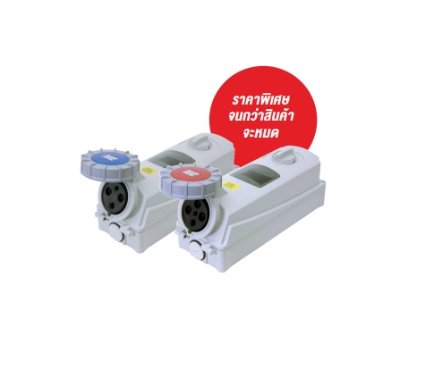 HTPZ1331 ปลั๊กตัวเมียติดลอย+สวิทช์อินเตอร์ล็อก 2P+E 63A 230V IP67 6h"DAKO"