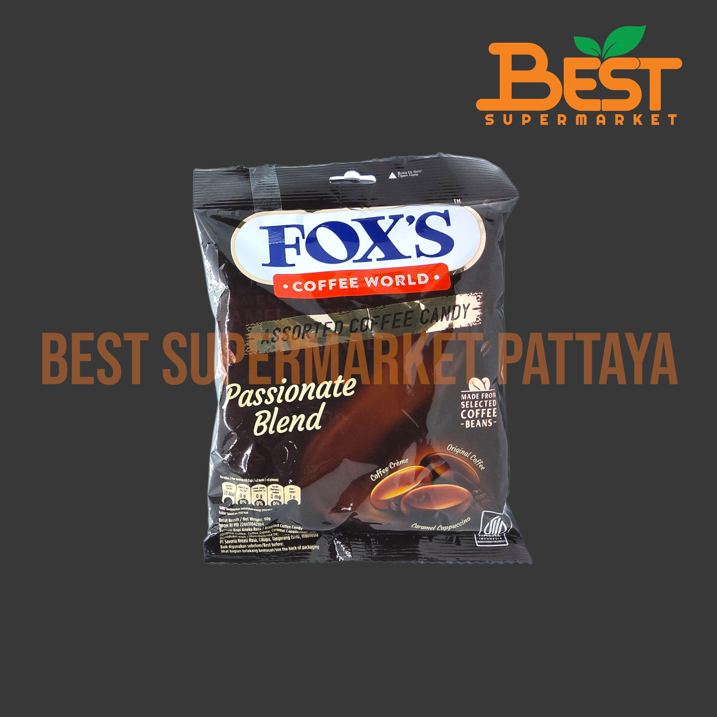 ฟอกซ์ ลูกอมรสกาแฟผสมครีม รสกาแฟดั้งเดิม 90 กรัม.Fox's Creamy Coffee Flavored Candy – Original Coffee Taste 90g