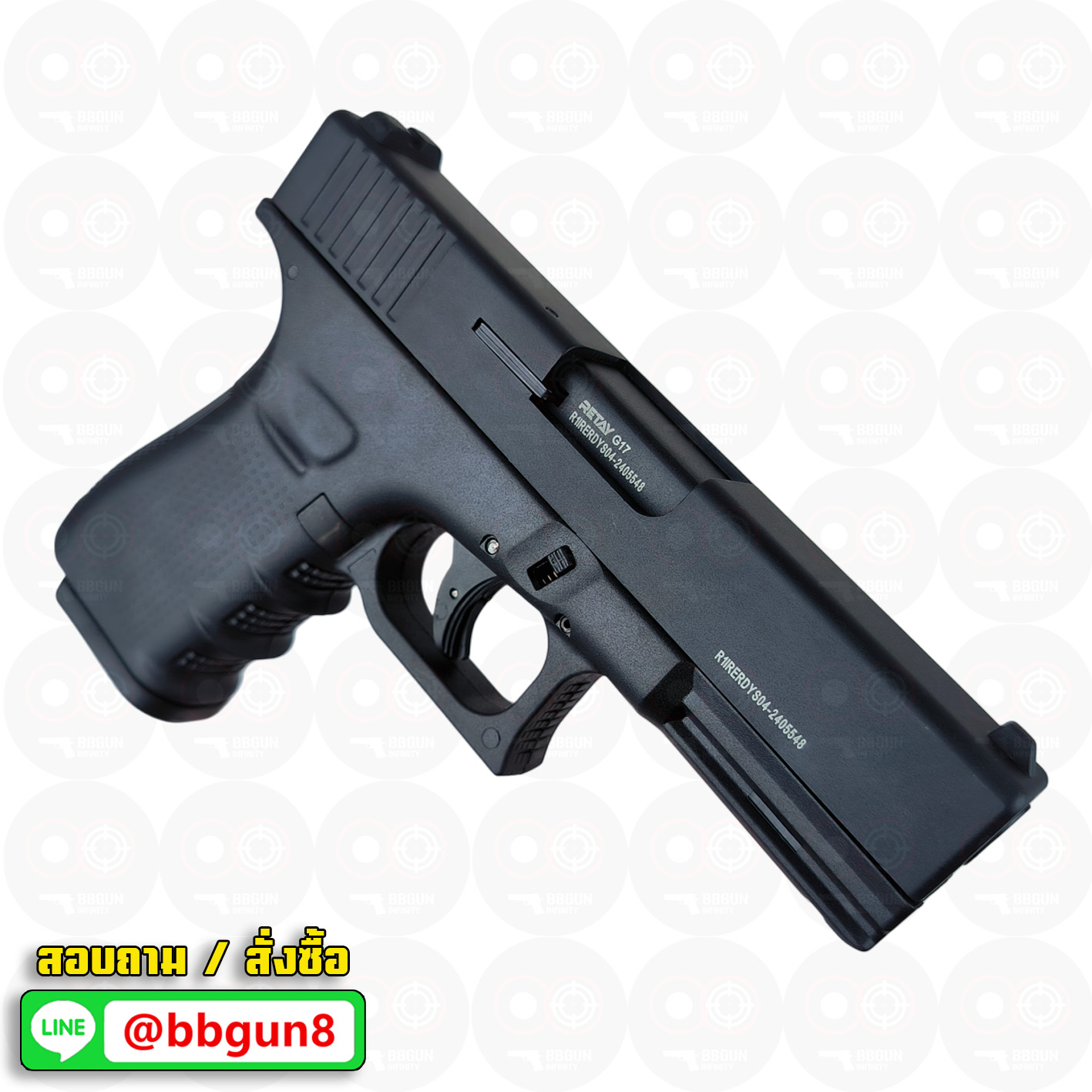 แบลงค์กัน RETAY GLOCK 19C Gen 4 ดำ ไม่เจาะพอร์ต BLANKGUN ( 2 แม็กกาซีน + กล่องใส่ปืน)