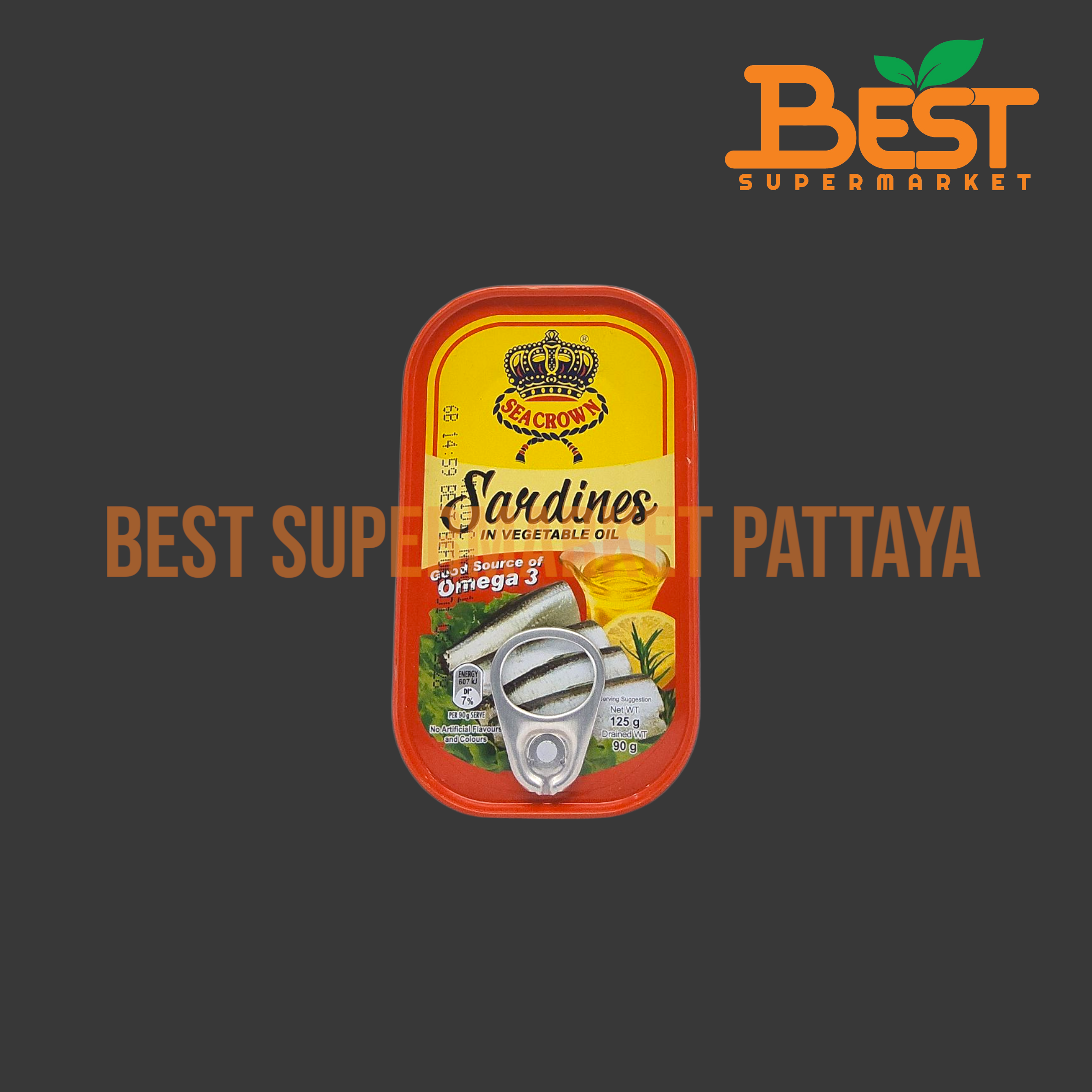 ซีคราวน์ ปลาซาร์ดีนในน้ำมันพืช 125 กรัม. Sea Crown Sardines in Vegetable Oil Sauce 125 g.