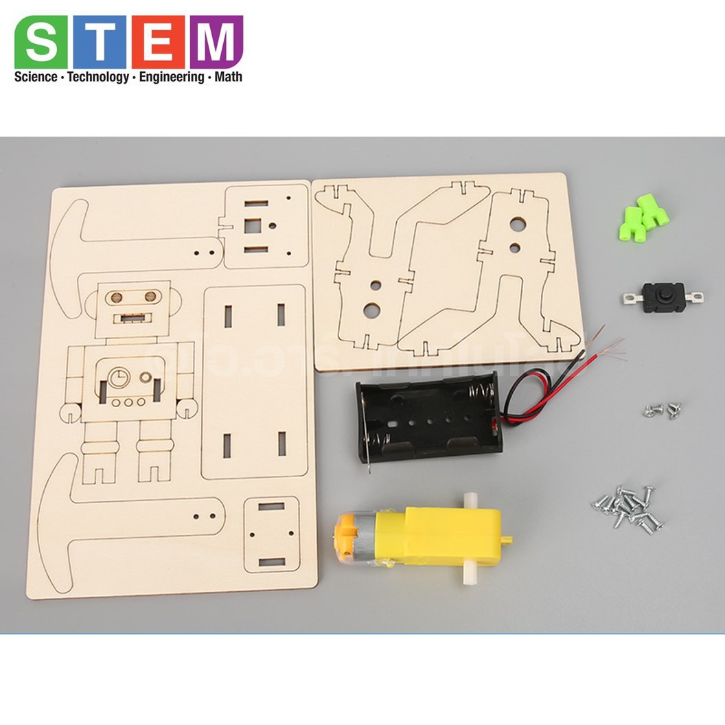T-M221 ชุดประกอบไม้ หุ่นยนต์ เดินได้ Robot Wooden Kit STEM Education ของเล่นเสริมทักษะ เสริมพัฒนาการ ชุดเรียนรู้ ชุดทดลอง