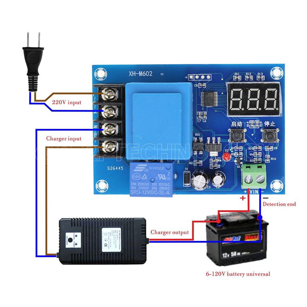 (1ชิ้น) AA310 โมดูลควบคุมการชาร์จแบตเตอรี่ลิเธียม โมดูลต่ำต่อเต็มตัด 220VAC เป็น 3.7-120VDC XH-M602(HCW-M633) Digital Control Battery Lithium Battery Charging Control Module Input 220VAC to 3.7-120VDC