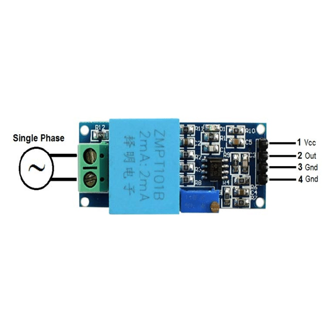 ZMPT101B โมดูลวัดโวลต์ AC 220V โมดูลวัดแรงดันไฟฟ้า Single Phase AC Voltage Sensor Module พิกัด 0-250VAC วัดแรงดันไฟฟ้ากระแสสลับ AC