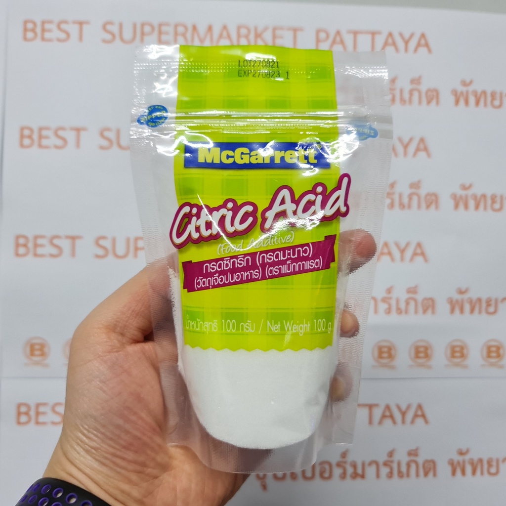แม็กกาแรต กรดซิทริก (กรดมะนาว) (วัตถุเจือปนอาหาร) 100 กรัม McGarrett Citric Acid 100 g.