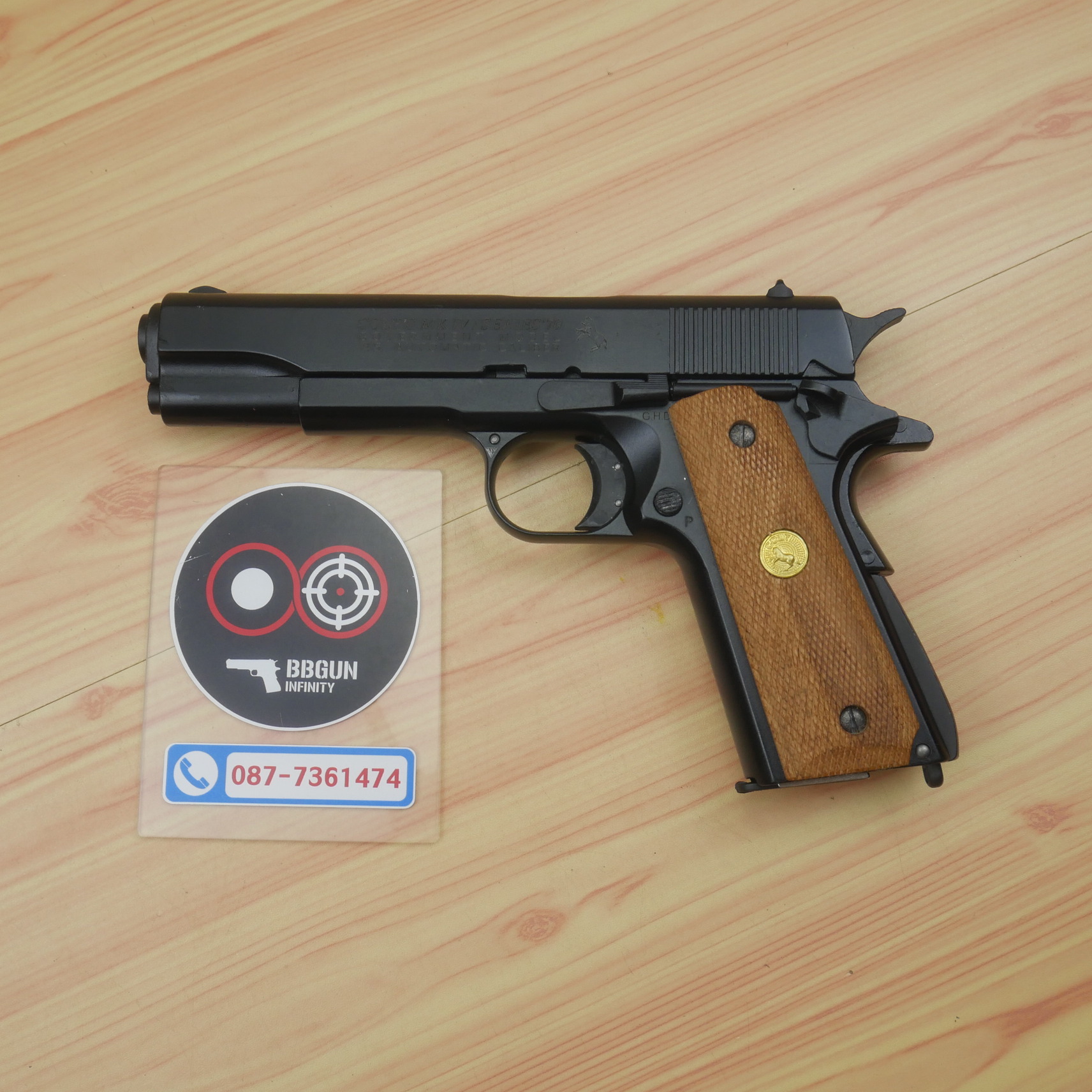 แบลงค์กัน AKSA Colt MK IV/SERIES ' 70 1911 สีดำ กริปไม้ (2 แม็กกาซีน) BLANK GUN