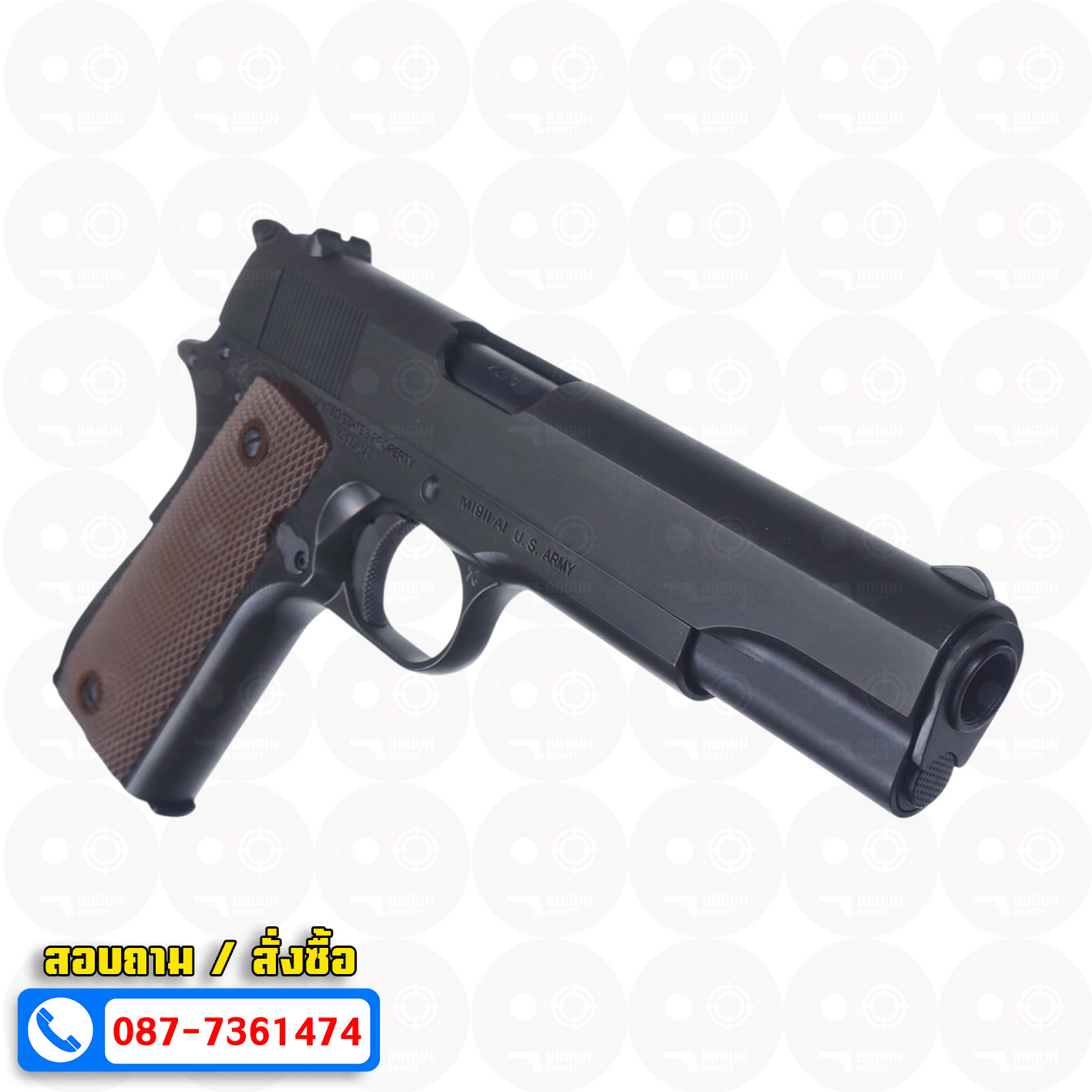 ปืนบีบีกันอัดแก๊ส T8 SP System M1911A1 Government มาร์คกิ้งร่องลึก ครบทั้งกระบอก BB GUN