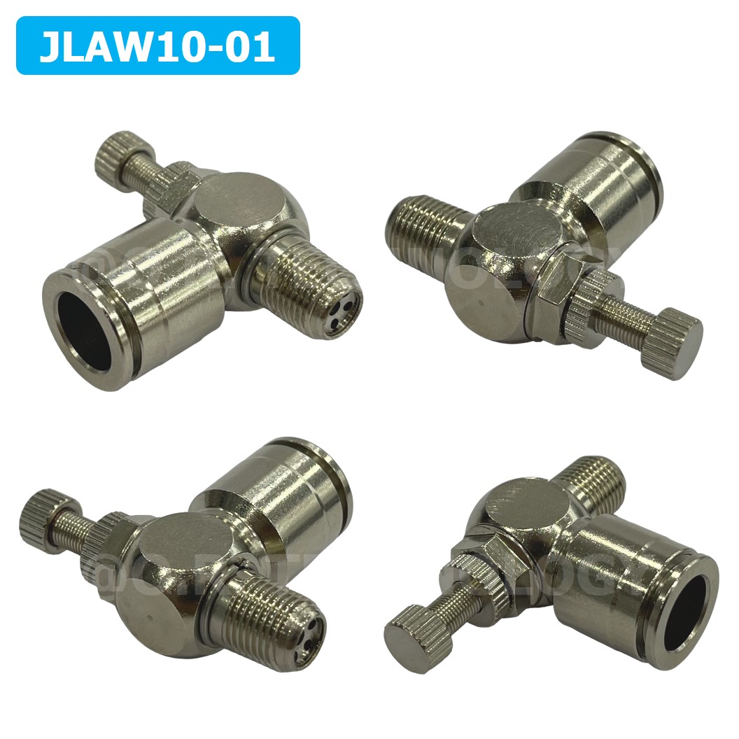 (1ชิ้น) JLAW10-01 ข้อต่อลมสแตนเลส ข้อต่อปรับลม งอ STAINLESS Air Flow Speed Controller ควบคุมความเร็วลม Speed Control valve JLAW JSL