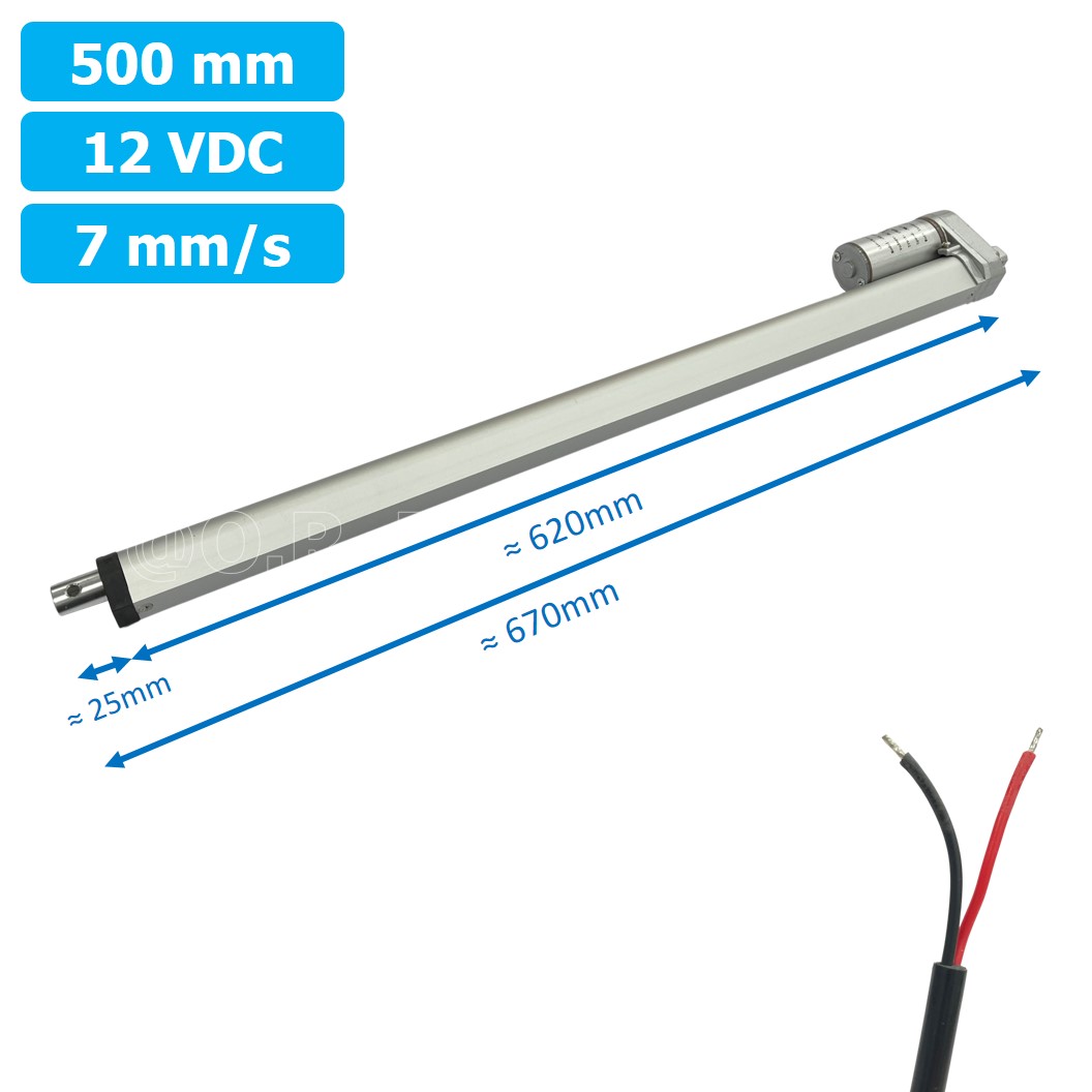 (1ชิ้น) NC484 มอเตอร์ก้านชัก พัตเตอร์ไฟฟ้า ระยะชัก 500mm 7mm/s 1000N 12VDC Electric Linear Actuator Putter DC 12V Stroke Length 500mm