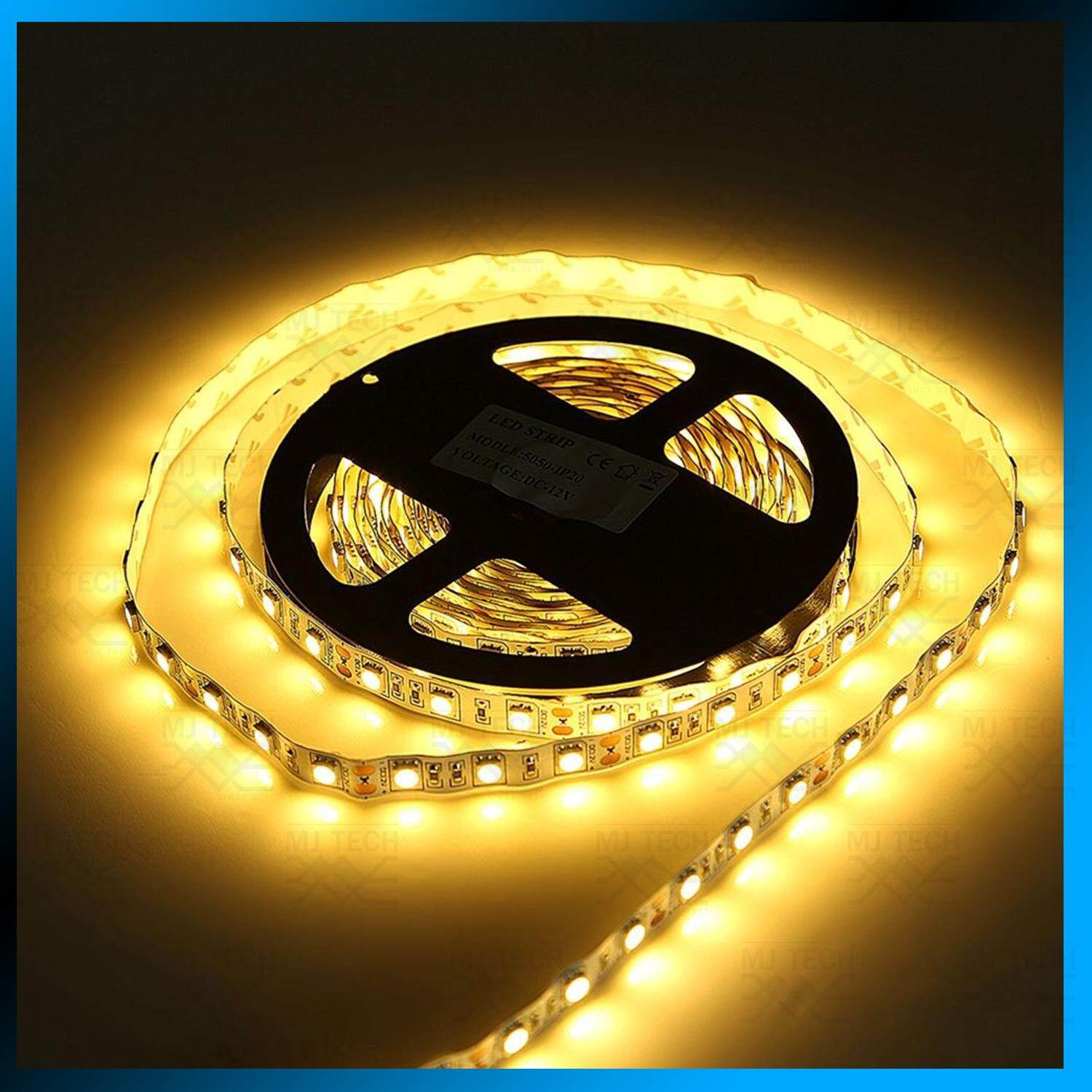 MJ-Tech ไฟ LED แบบเส้น ไม่กันน้ำ 12V ยาว 5 เมตร รุ่น 5050 (สีวอร์มไวท์)