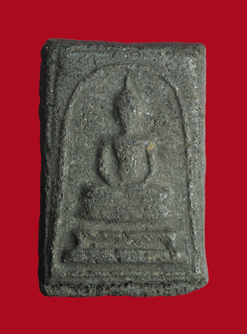 *30594 พระสมเด็จขาสิงห์ วัดประสาทบุญญาวาส กรุงเทพ ปี 2506-2508 เนื้อดำ โรยเเร่กาบพญายักษ์ 9