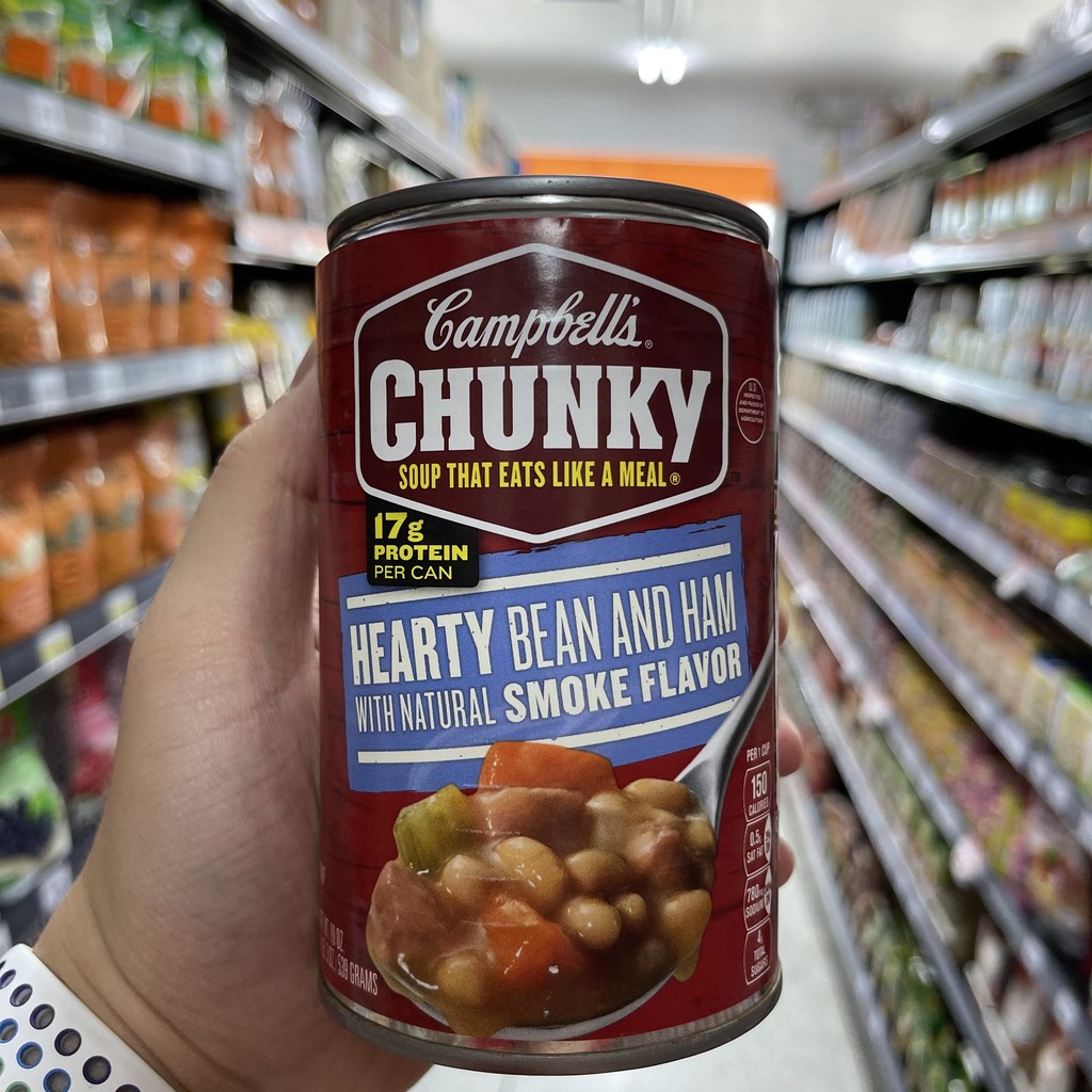 แคมเบลล์ ซุปสำเร็จรูป ถั่ว & แฮม รมควัน 539 กรัม Campbell's Chunky Hearty Bean & Ham with Smoke Flavor 539 g.