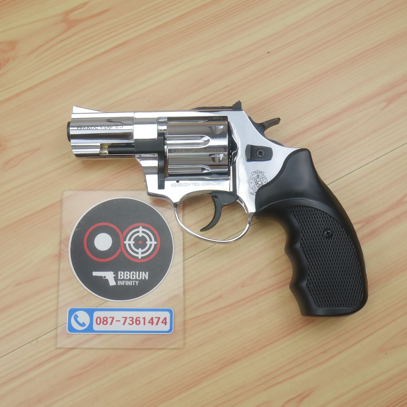 EKOL VIPER 2.5 SHIMY CHROME แบลงค์กัน ลูกโม่ 2.5 นิ้ว สีเงินเงา Smith & Wesson Revolver BLANK GUN