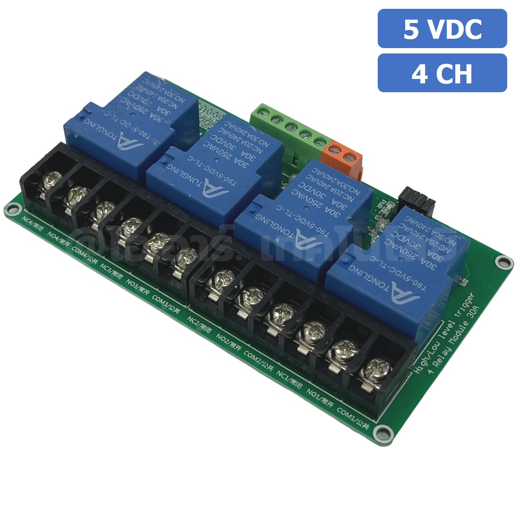 CM027 โมดูลรีเลย์ 4ช่อง 5VDC 30A 4 Channel Relay DC5V 30A แบบ Active Low/High รีเลย์ isolation Relay Module ทนกระแสสูง