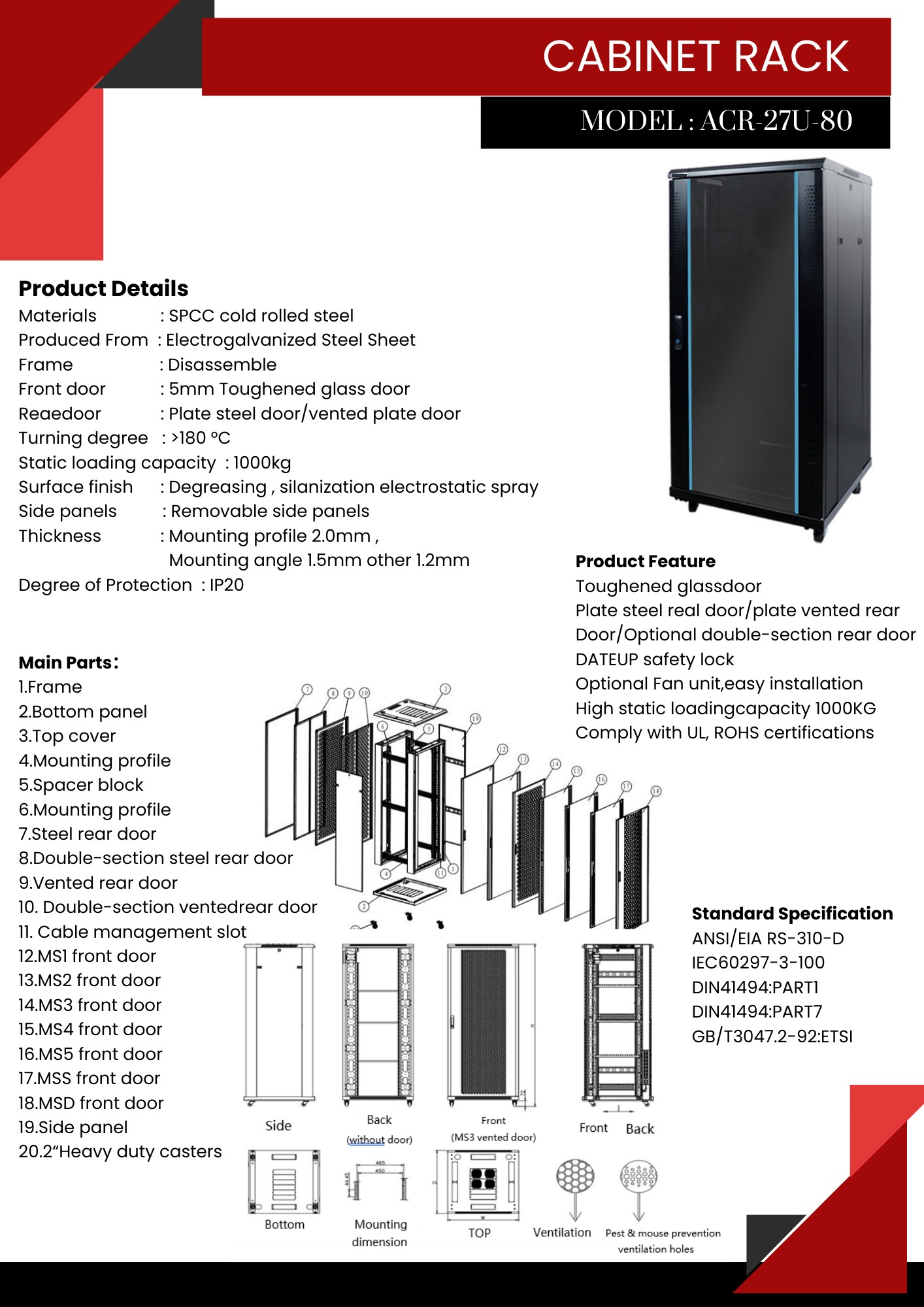 APL-27U-60 Rack 60U ลึก 60cm