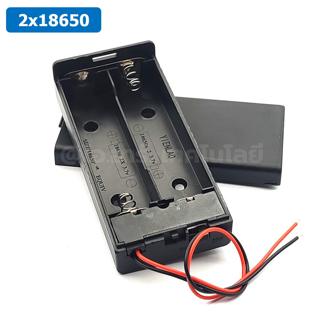 BH-18650x2C รางถ่าน 18650 2 ก้อน 7.4V แบบมีฝาปิด Battery Holder 2x18650 for Arduino