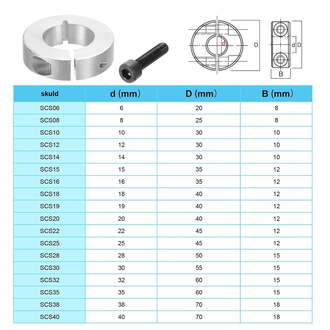 SCSAW ตัวล็อคเพลา อลูมิเนียม รูเพลา 6-30mm Aluminum Shaft Lock Clamp SCSAW Open type Optical Axis collar ตัวล็อคแกน ปลอกสวมแกน ข้อต่ออลูมิเนียม