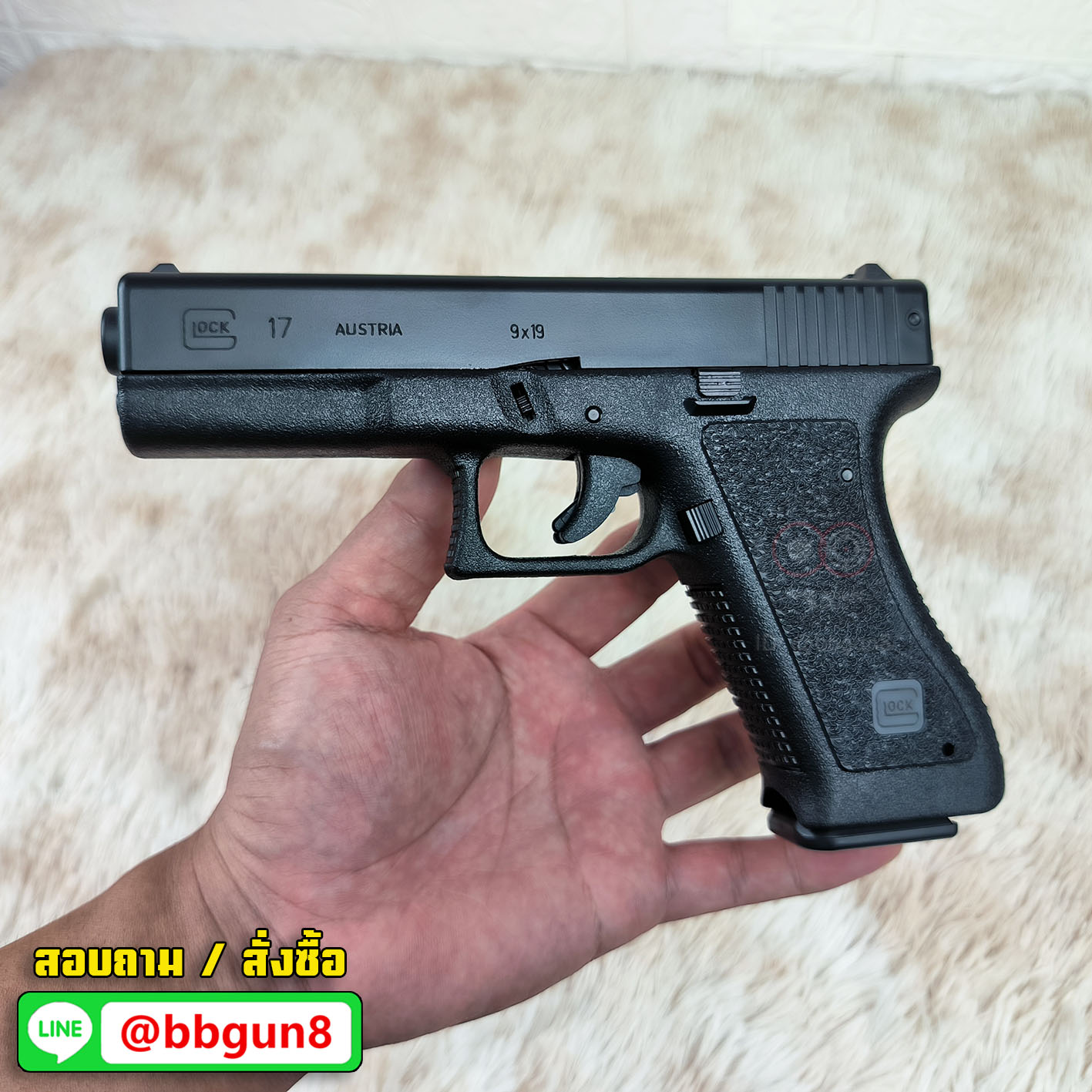 HFC HA-117 (Marking Version) Spring Powered Pistol มีมาร์คกิ้งสมจริงบนสไลด์ ลูกหมดแม็กกาซีนสไลด์ค้าง มีระบบเซฟไก ช่องคัดปลอกเปิด