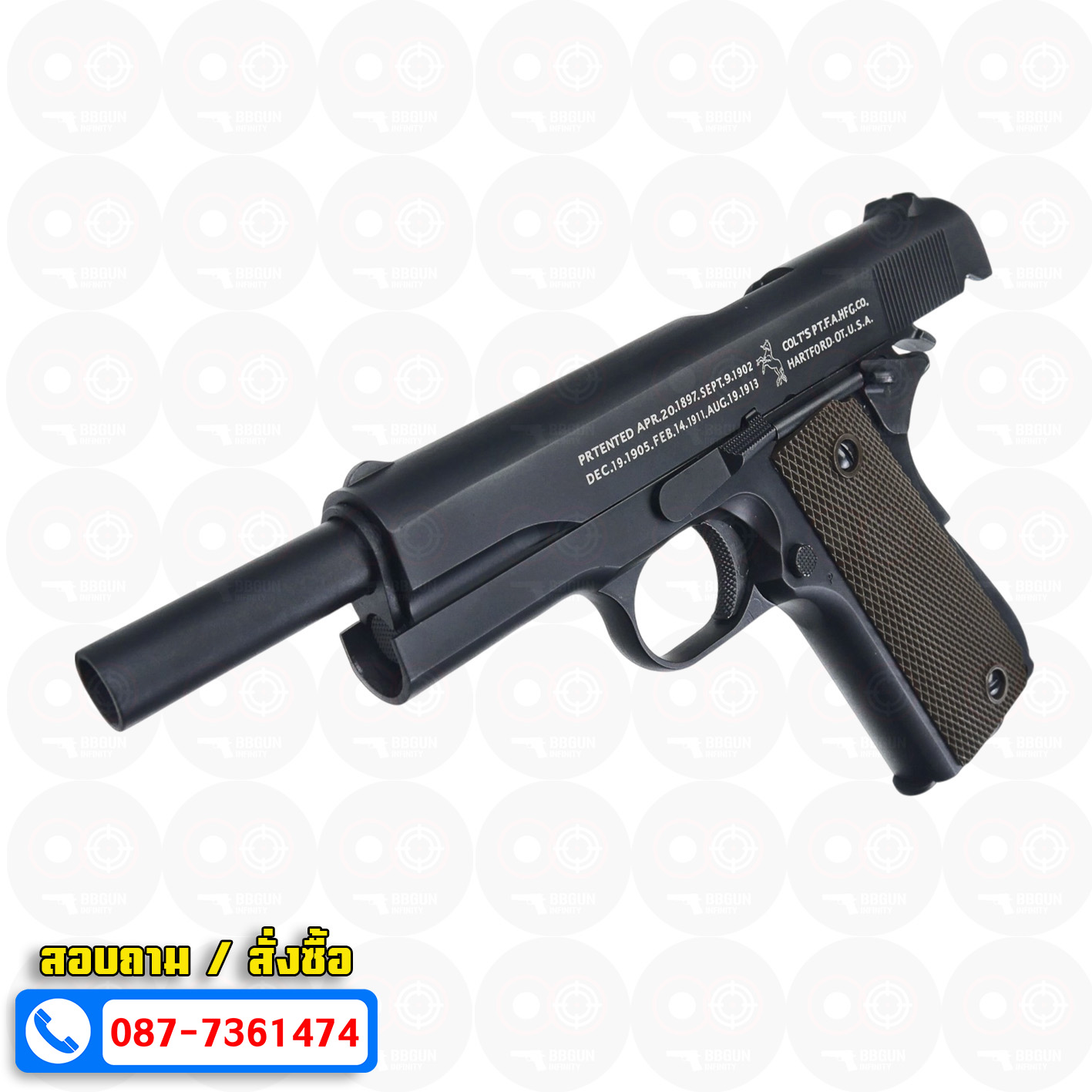 บีบีกันอัดแก๊ส Colt M1911 A1 Double Bell 723 สีดำ BB GUN