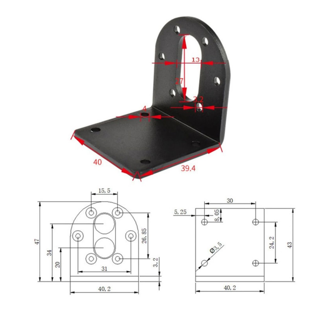 JA055 ฉากยึดมอเตอร์ JGB37 L Shape Support 37JGB Motor Bracket ตัวยึดมอเตอร์ ฉากตั้งมอเตอร์ DC Gear Motors Mounting Holder เหล็กยึด