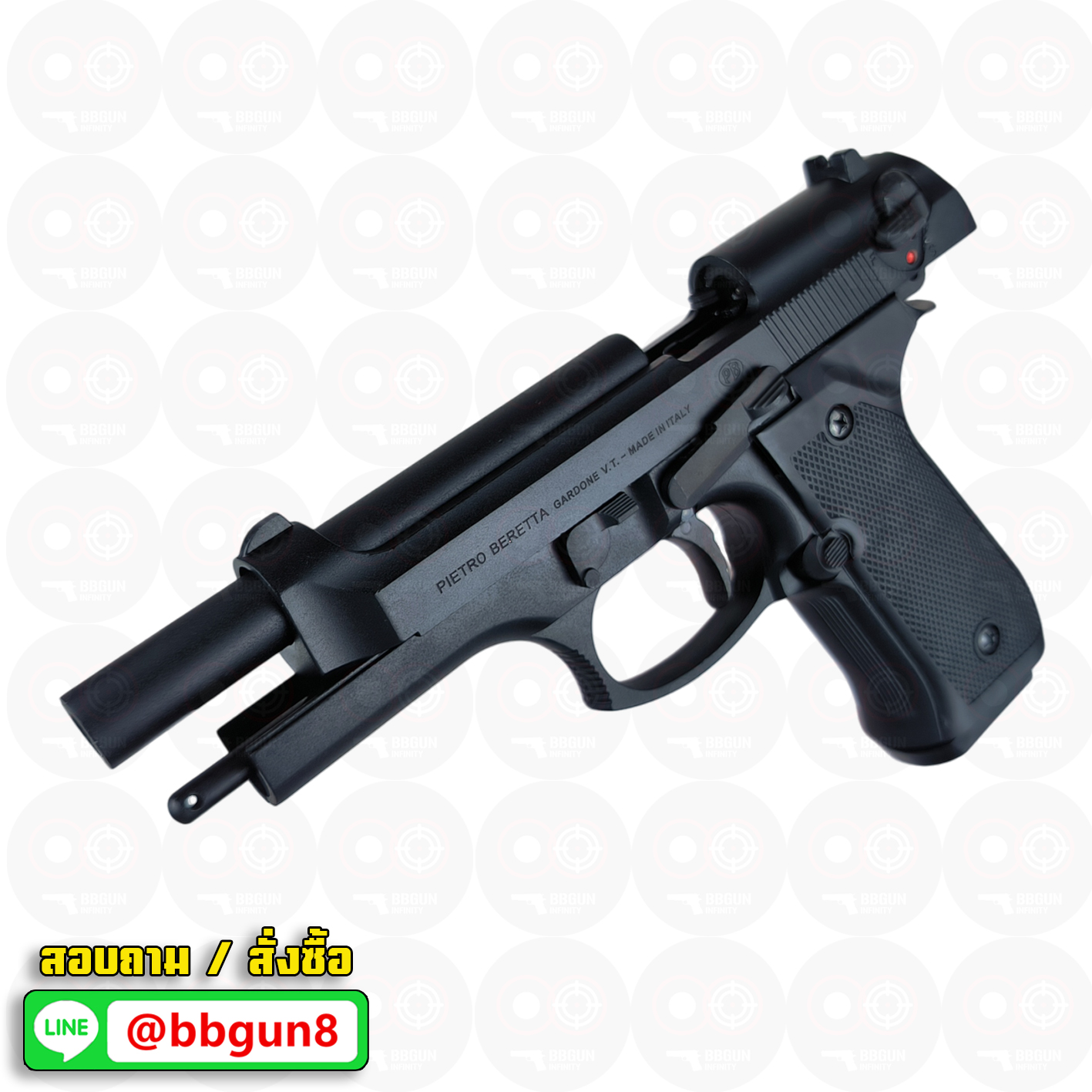 Retay mod 92 black blank gun Beretta M92 รีเท บาเร็ตต้า เอ็ม 92 แบลงค์กัน สีดำ (แถมกล่องใส่ปืน แม็กกาซีน 2 อัน หัวต่อพุ)
