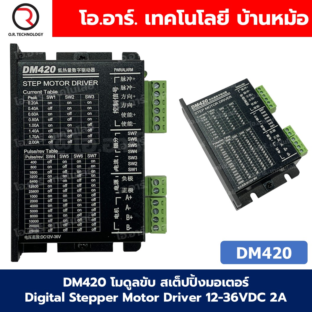 DM420 โมดูลขับ สเต็ปปิ้งมอเตอร์ Digital Step Motor Driver 12-36VDC 2A Microstep Driver กล่องดำ ควบคุมสเตปเปอร์มอเตอร์ Stepper Motor Driver