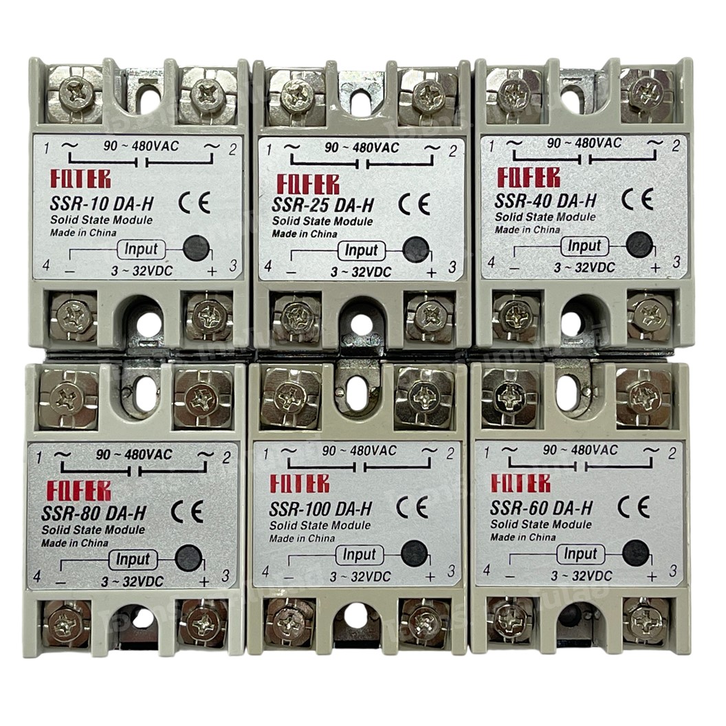 SSR-10DA-H/25DA-H/40DA-H/60DA-H/80DA-H/100DA-H โซลิดสเตทรีเลย์ Solid State Relay INPUT 3-32VDC, LOAD 90-480VAC 10-100A โมดูลตัดต่อวงจร