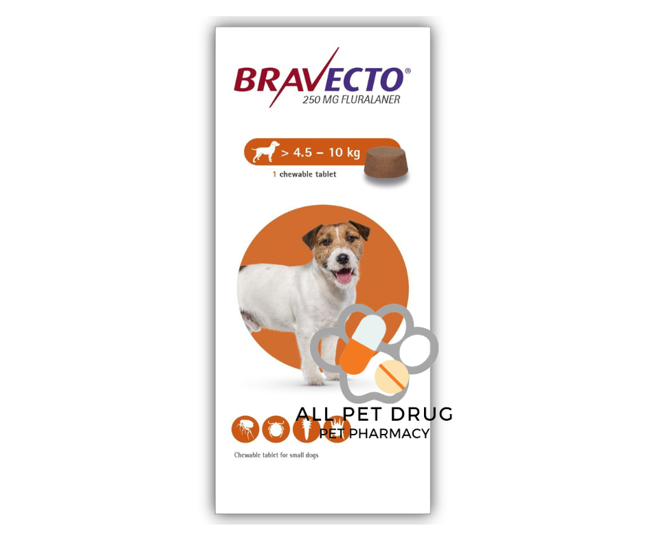BRAVECTO 4.5 - 10 KG.(1กล่อง/1เม็ด)ยากินกำจัดเห็บหมัด สำหรับสุนัข