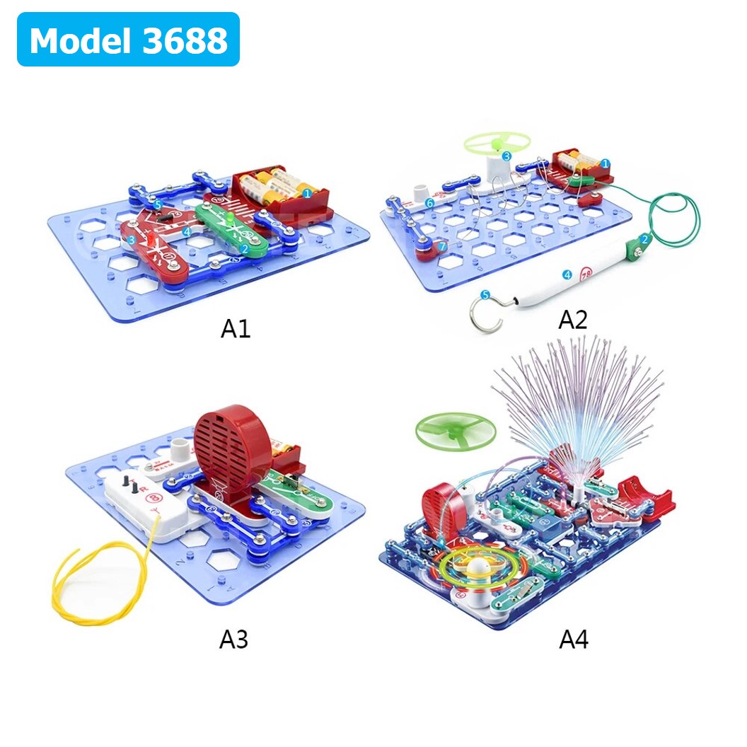 (Model 3688) ชุดเรียนรู้ วงจรไฟฟ้าเบื้องต้น 91pcs Electronic Building Blocks 3688 ชุดส่งเสริมการเรียนรู้ วงจรอิเล็กทรอนิกส์ Learning kit