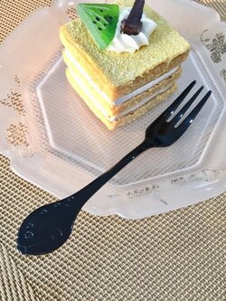 SS-7BK ส้อมขนมรูปปลาปักเป้า สีดำ