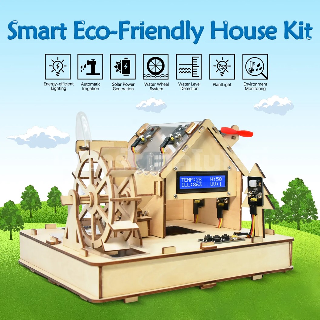 KEYESTUDIO Smart Eco-Friendly House Starter Kit For Arduino ชุดระบบบ้านพลังงานหมุนเวียนอัจฉริยะ บ้านกังหันน้ำ ชุดส่งเสริมการเรียนรู้
