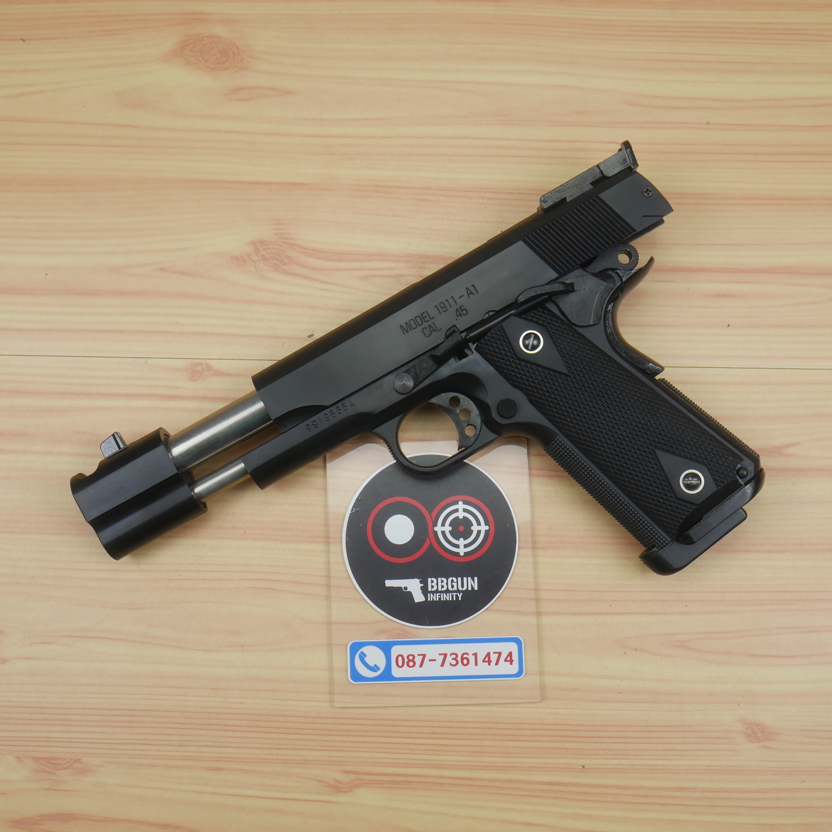 ปืนอัดลมสปริงชักยิงไต้หวัน KWC Colt M1991 A1 สีดำ Spring Pistol