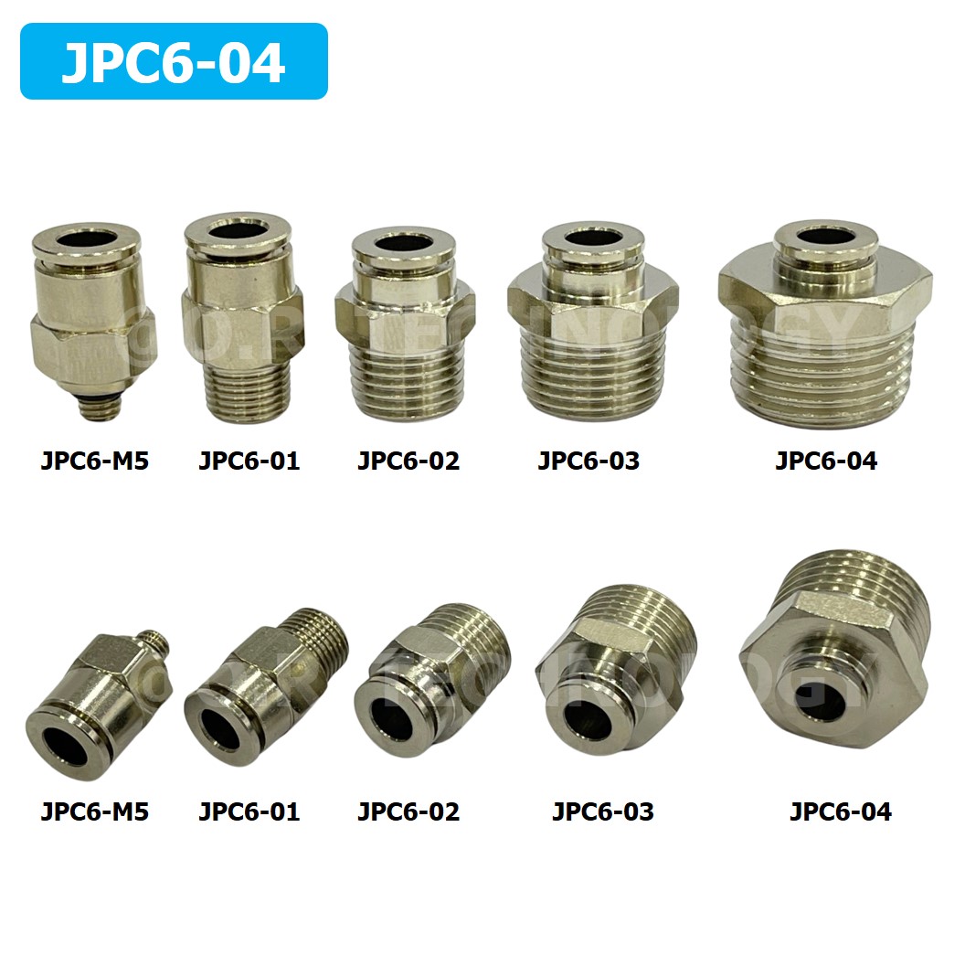 (1ชิ้น) JPC6-04 ข้อต่อลมสแตนเลสเกลียวนอก ข้อต่อลมเกลียวนอก ข้อต่อลม สแตนเลส STAINLESS Male Thread Straight Quick Connector Fitting