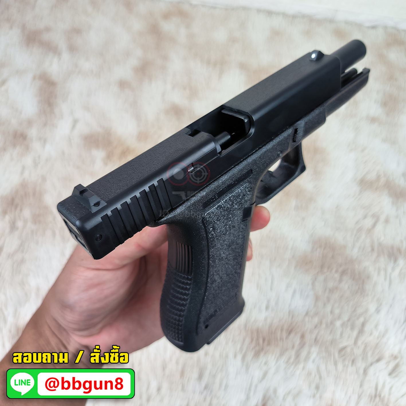 HFC HA-117 (Marking Version) Spring Powered Pistol มีมาร์คกิ้งสมจริงบนสไลด์ ลูกหมดแม็กกาซีนสไลด์ค้าง มีระบบเซฟไก ช่องคัดปลอกเปิด