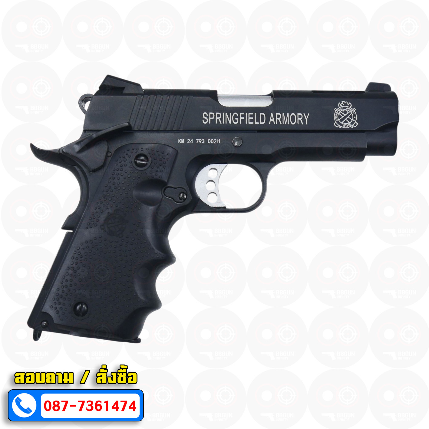 บีบีกันอัดแก๊ส Double Bell 793 BK Springfield V10 Ultra Compact 1911 สีดำ BB GUN