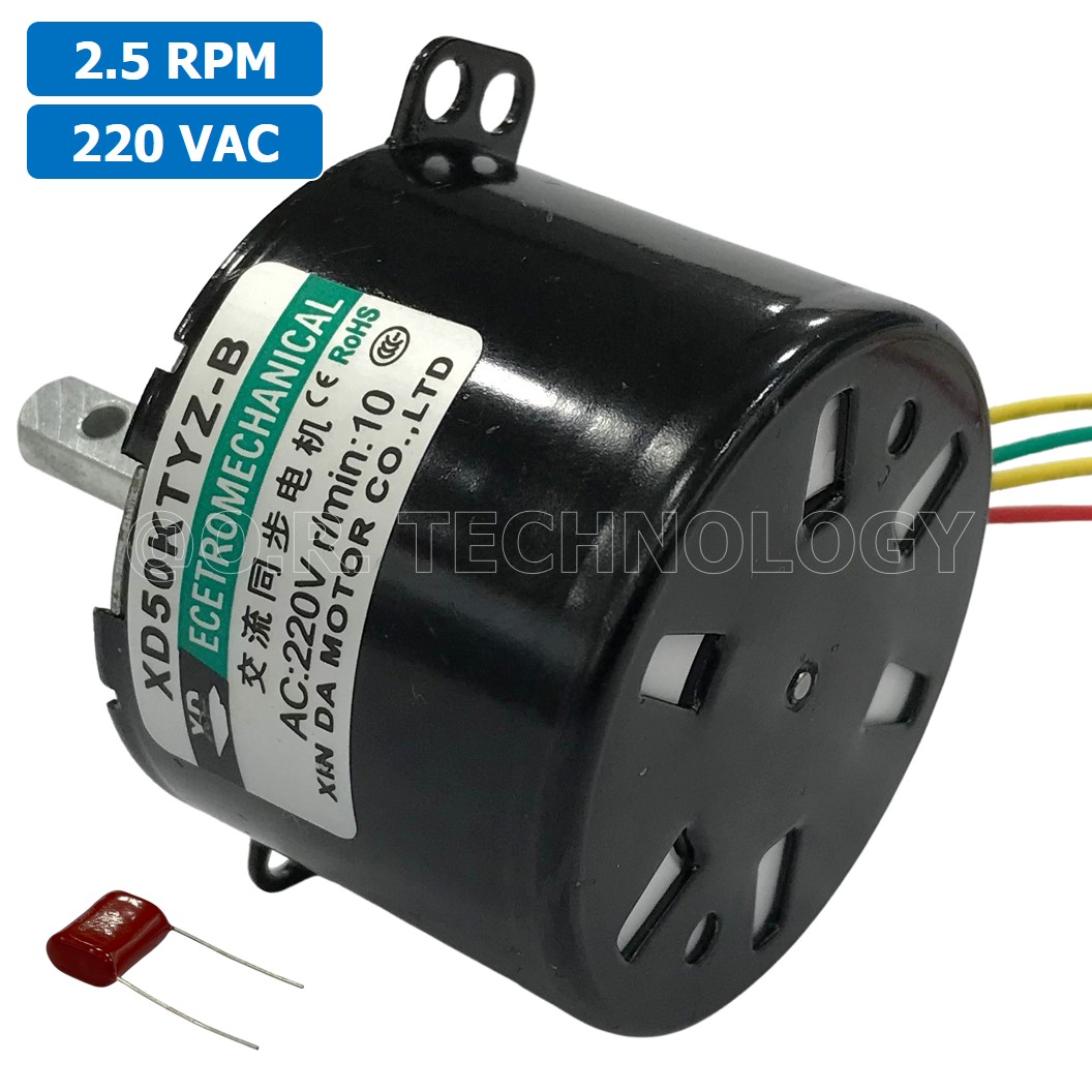 (1ชิ้น) XD50KTYZ-B 2.5 RPM ซิงโครนัสมอเตอร์ มอเตอร์ไฟฟ้ากระแสสลับ AC Synchronous Gear Motor มอเตอร์ทดเฟือง