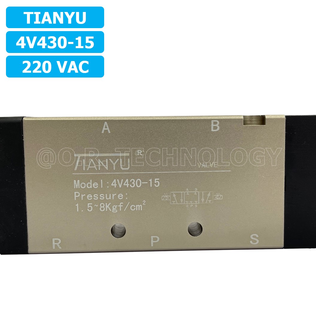 (1ชิ้น) 4V430-15 220VAC โซลินอยด์วาล์ว คอยล์ 2 ข้าง 5/3 Double Coil Solenoid Valve Pneumatic TIANYU