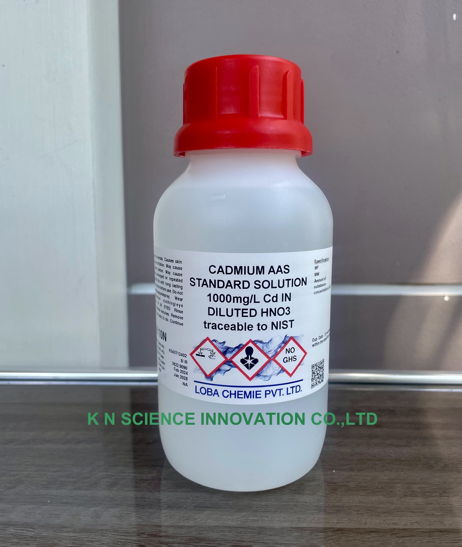 Cadmium, AAS standard, 1000 mg/l (in diluted HNO3), NIST Traceable ,500 ml , Loba A110N00500