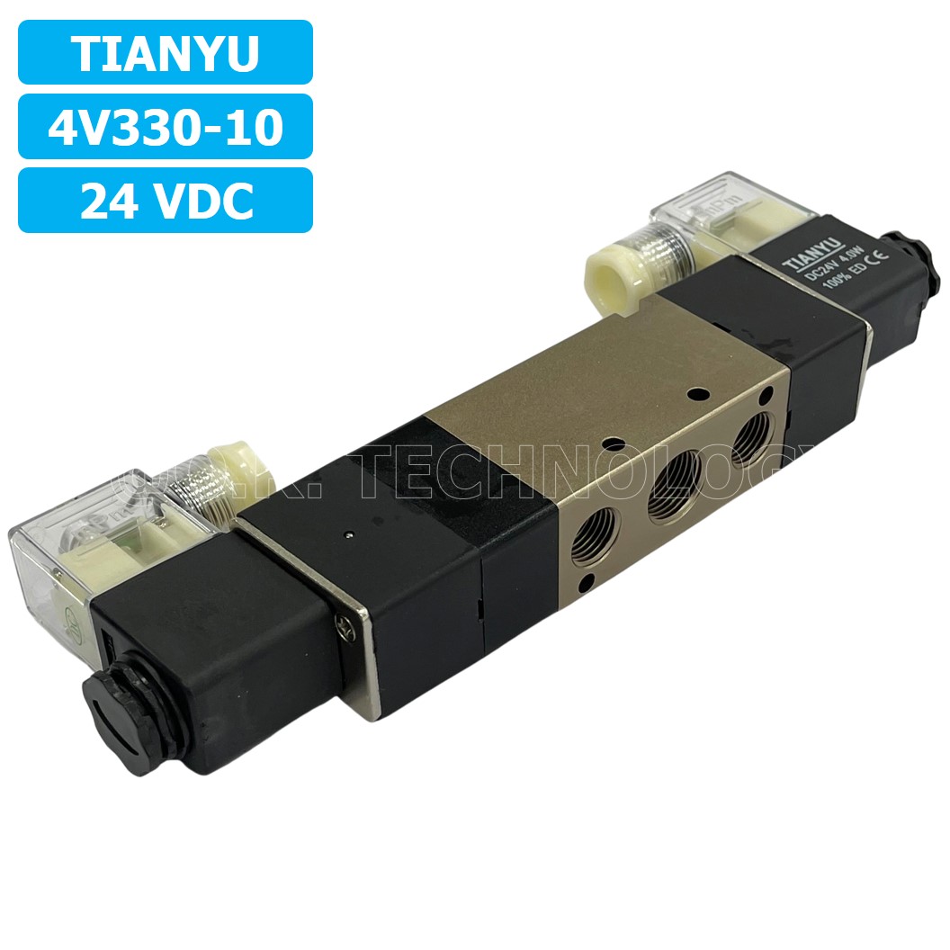 (1ชิ้น) 4V330-10 24VDC โซลินอยด์วาล์ว คอยล์ 2 ข้าง 5/3 Double Coil Solenoid Valve Pneumatic TIANYU โซลินอยด์วาล์วไฟฟ้า โซลินอยลม วาล์วลม กระบอกลม