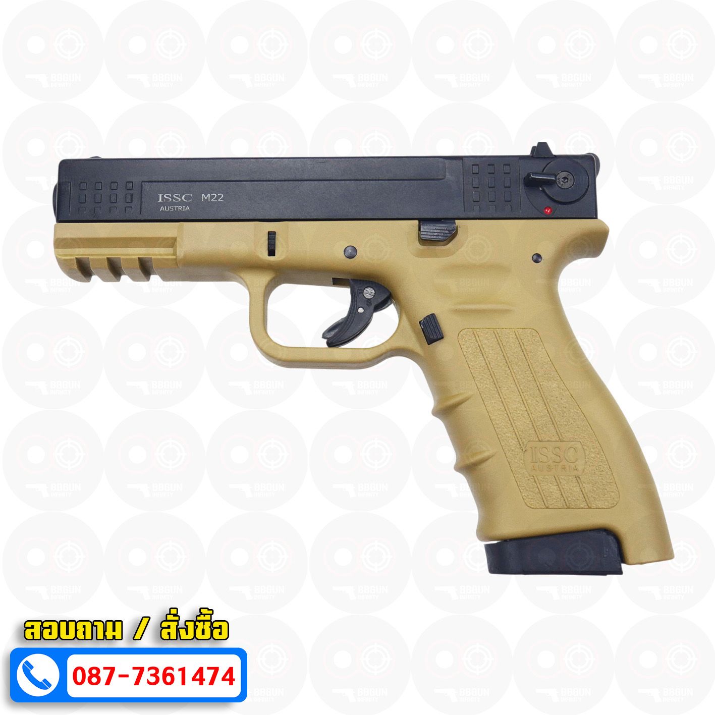 Ceonic Issc M22 โครงทราย-สไลด์ดำ 9mm P.A.K แบลงค์กัน blank gun (แถม 2 แม็กกาซีน กล่องใส่ปืน แส้ น้ำยาล้างปืน)