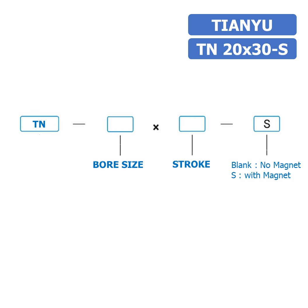 (1ชิ้น) TN 20x30-S กระบอกลม แบบแกนคู่ กระบอกลมคอมแพ็ค 2 แกน Twin-Rod Cylinder compact Double-shaft Air Pneumatic