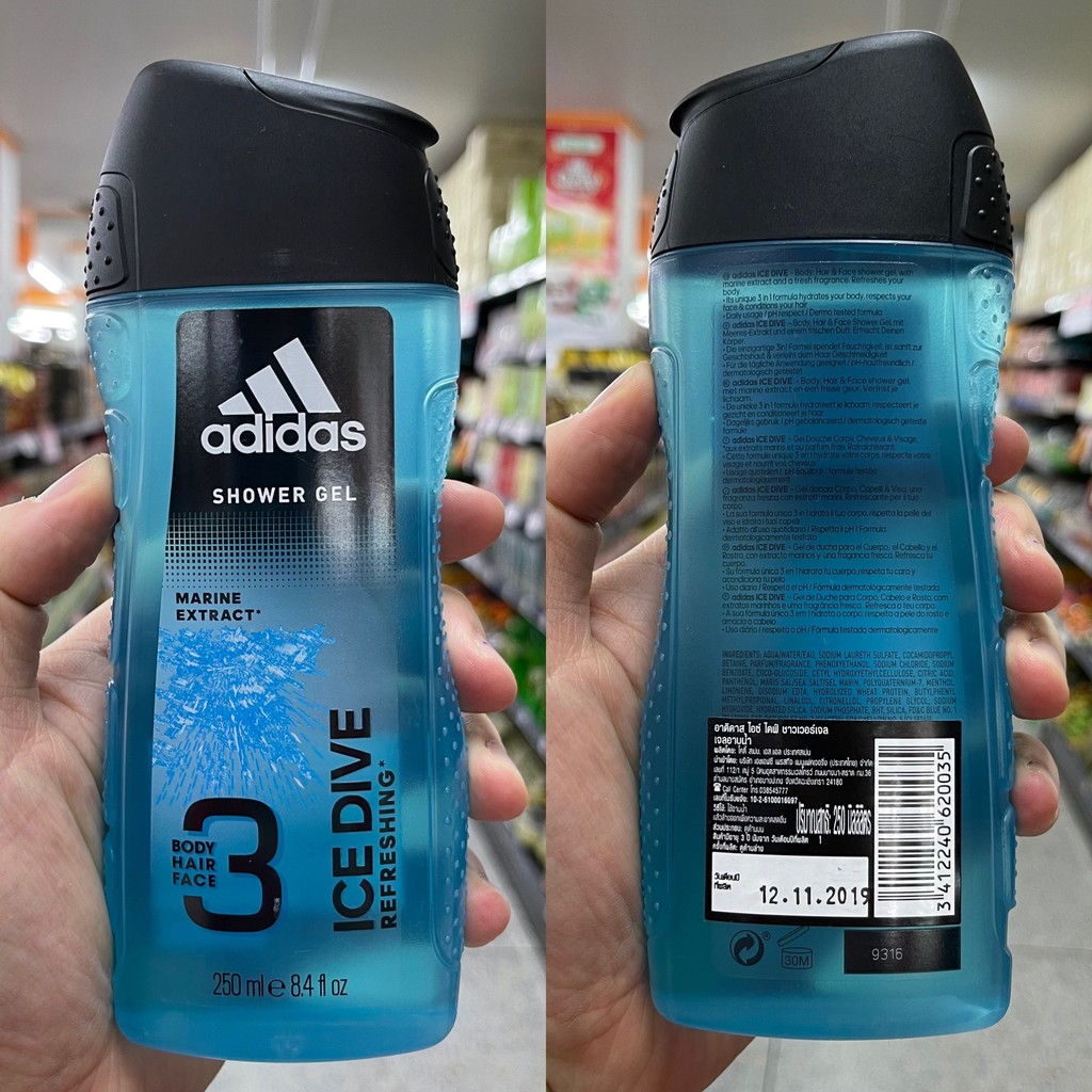 อาดิดาส เจลอาบน้ำ บอดี้ แฮร์ เฟส 250 มล. Adidas Shower Gel Body Hair Face 250 ml.