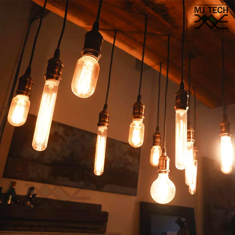 ขั้วหลอดไฟ สไตล์วินเทจ Retro Hanging Lamp Head สีทองแดง เกลียว E27
