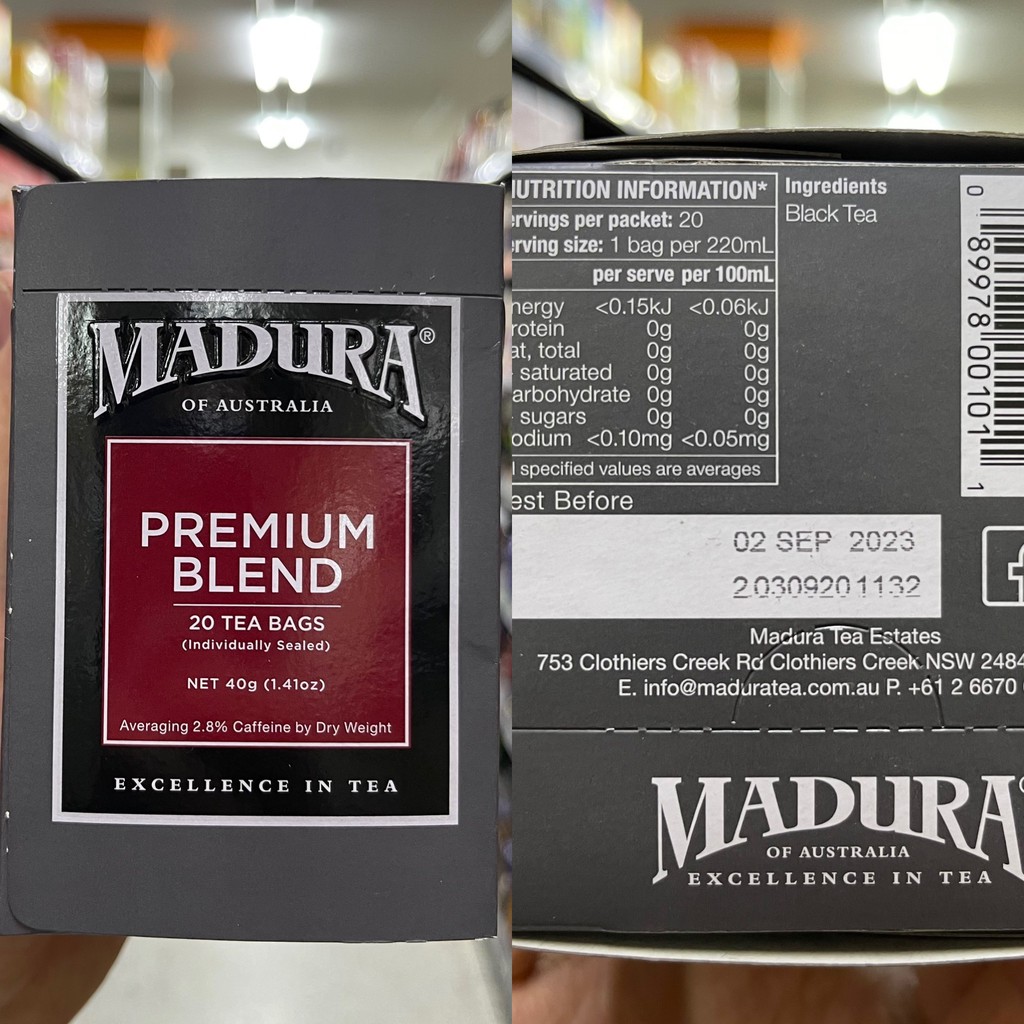 มาดูรา ชาออสเตรเลีย ใบชาชนิดซอง 20 ซอง Madura of Australia Tea 20 Tea Bags