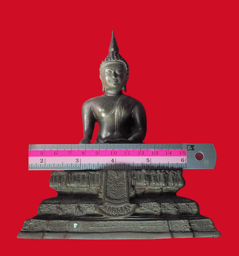 *32057 พระบูชาหลวงพ่อ วัดไร่ขิง ขนาดหน้าตัก 3 นิ้วสูง 8 นิ้ว นครปฐม เนื้อทองเหลือง 2