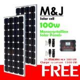แผงโซล่าเซลล์ 100W แผ่นโซลาร์เซลล์ ชนิด monocrystalline Silicon ขนาด 100W 2 แผ่น ฟรี Charger จอ LCD 12/24V 30A + แจ๊ค MC4 2 คู่