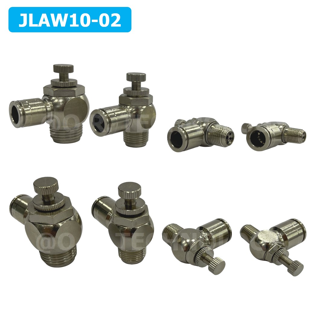 (1ชิ้น) JLAW10-02 ข้อต่อลมสแตนเลส ข้อต่อปรับลม งอ STAINLESS Air Flow Speed Controller ควบคุมความเร็วลม Speed Control valve JLAW JSL