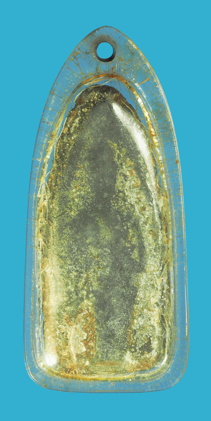 *33826 พระลีลา สองหน้า เนื้่อชินเขียว เลี่ยมพลาสติกเก่า (จัดส่งตามภาพ) 13