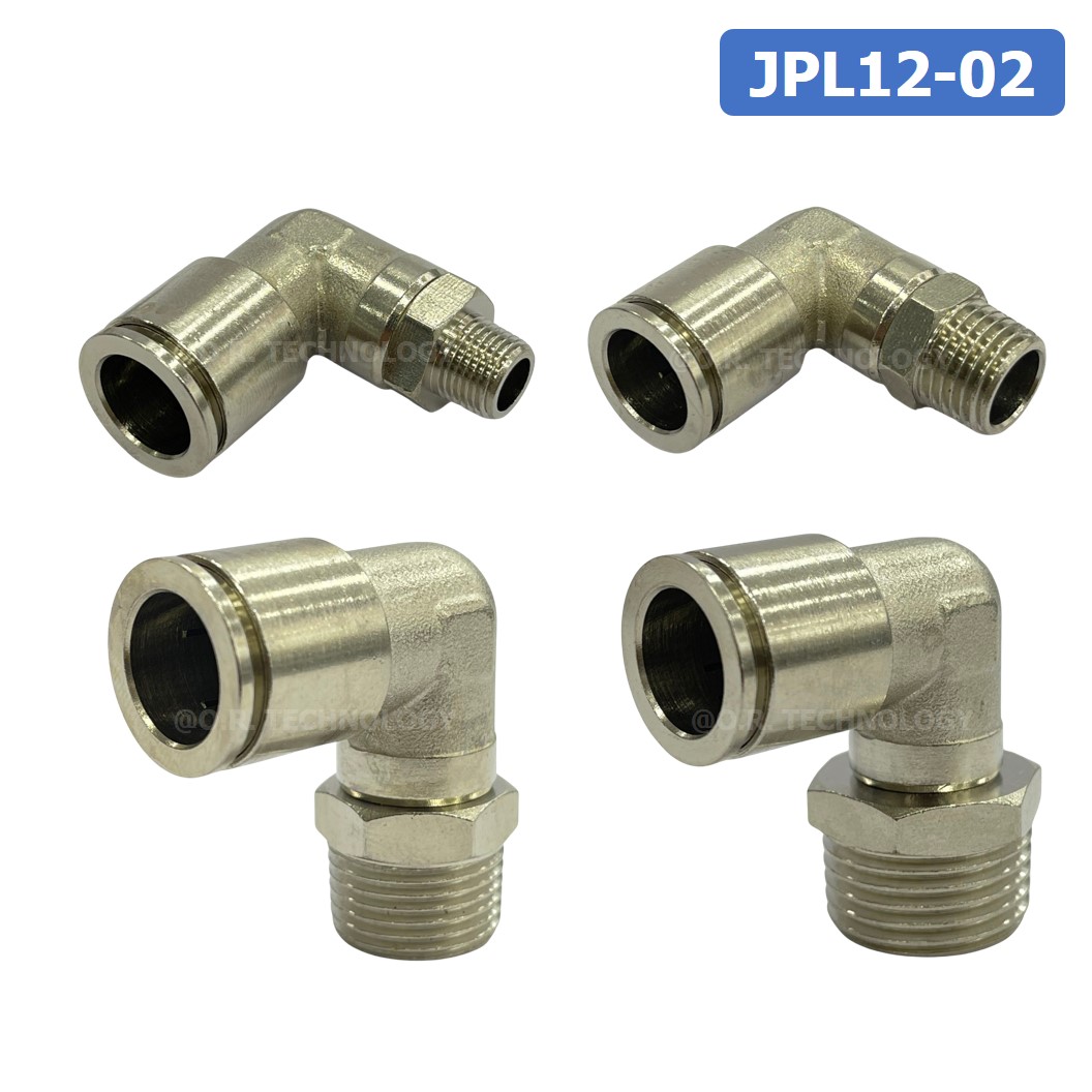(1ชิ้น) JPL12-02 ข้อต่อลม เกลียวนอก งอ90° สแตนเลส STAINLESS Male Thread Elbow Pipe Quick Fittings Connector ข้อต่อลมสแตนเลส ข้องอ