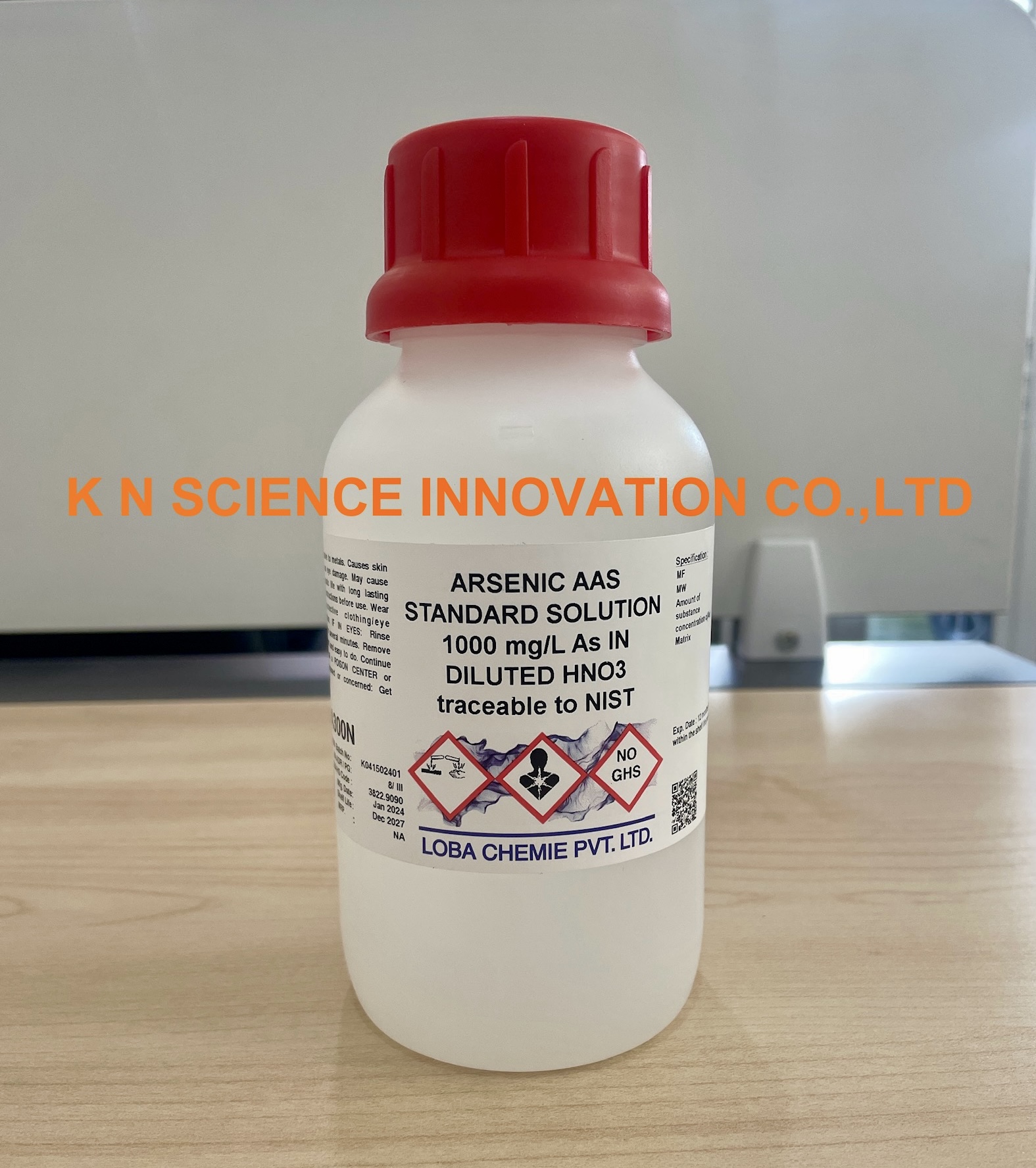 Arsenic, AAS standard 1,000 mg/l (in diluted (HNO3), NIST Traceable ,500 ml , Loba A300N00500