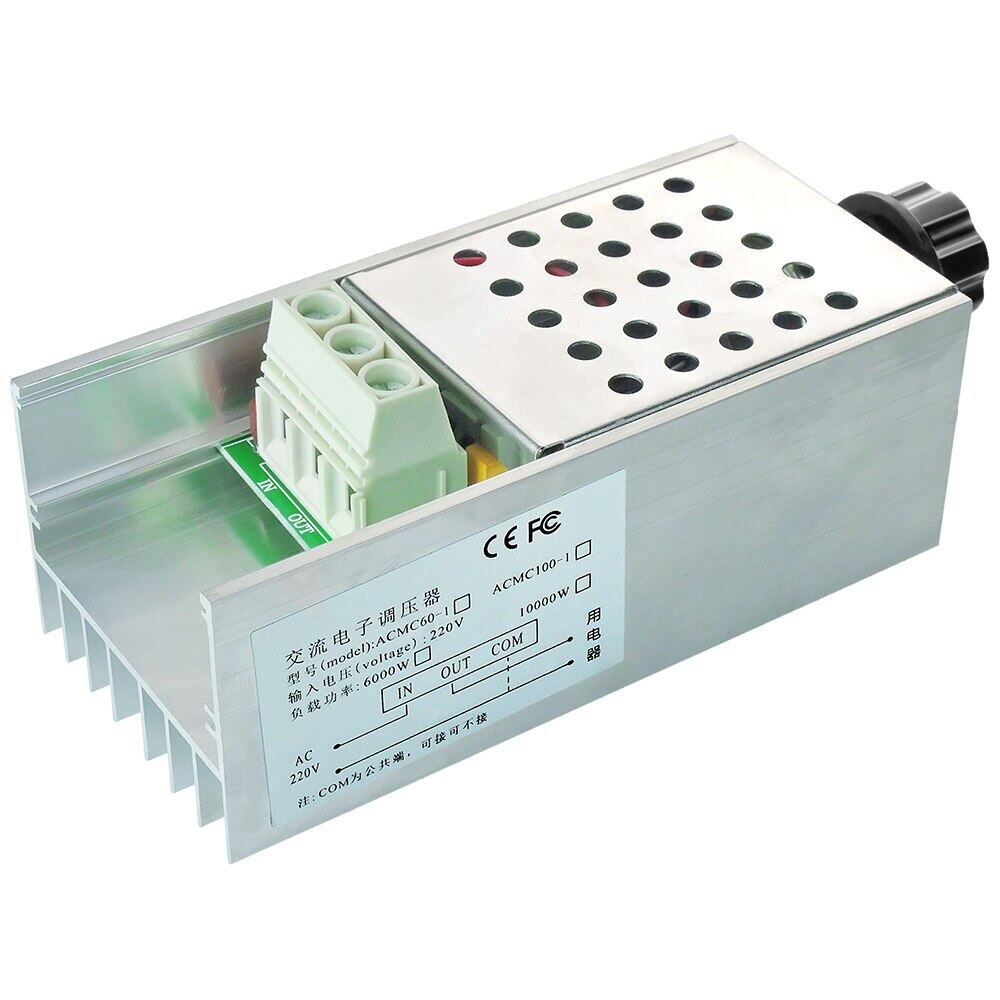 ดิมเมอร์ Dimmer ตัวควบคุมแรงดันไฟฟ้า AC 220V กำลังไฟ 10000W รุ่น ACMC60-1 ตัวควบคุมแรงดันไฟฟ้าฟ้า